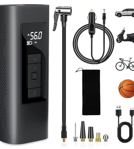 Tire Inflator, Cordless Air Pump for Car Tires with Auto-Shutoff,Digital Pressure Gauge, Portable Air Compressor for Car, Bicycle, Motorcycles, Ball, 150PSI Tire Inflator, Compact Bike Pump