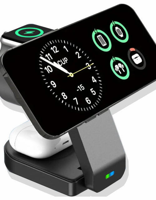 Load image into Gallery viewer, Magnetic Foldable 3 in 1 Wireless Charging Station for Apple Magsafe Charger ,15W Fast Wireless Charger Stand for Iphone 14 13 12 Series Apple Watch Airpods Multiple Devices, Adjustable Angle
