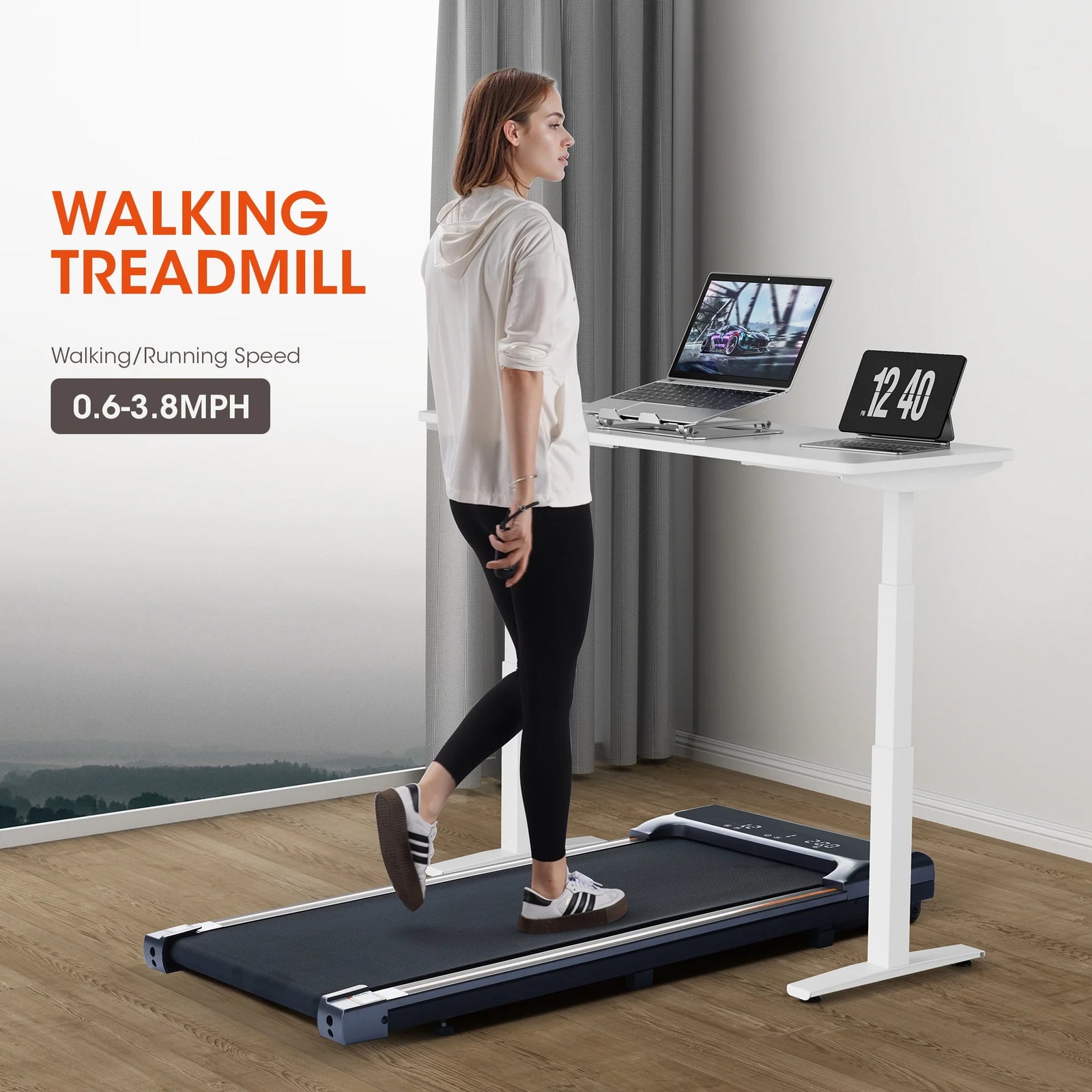 Walking Pad White Redliro Walking Treadmill Under Desk Portable