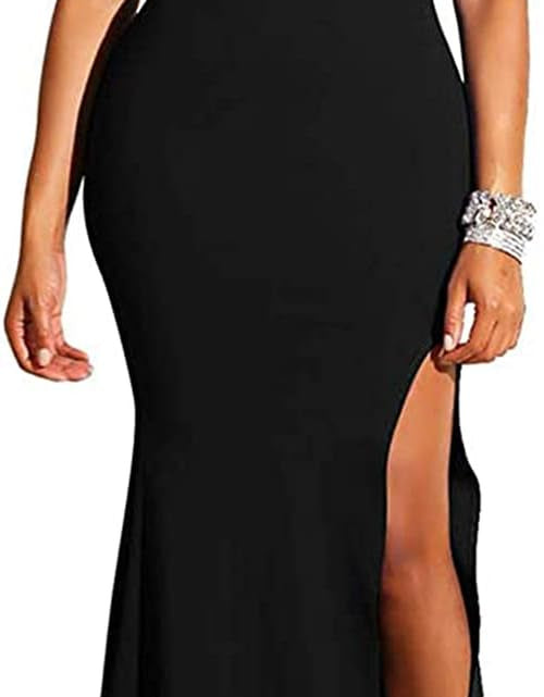 Load image into Gallery viewer, Womens Off-Shoulder Long Maxi Formal Party Dress Strapless Casual Side Split Teen Dresses Black
