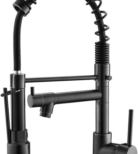 Kitchen Faucet,Kitchen Faucets with Pull down Sprayer  Commercial Style Single Handle Matte Black Kitchen Faucet with Sprayer