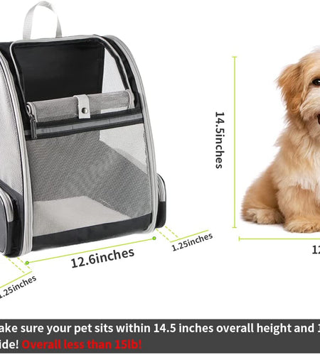 Pet Backpack Carrier for Small Cats Dogs | Ventilated Design, Safety Straps, Buckle Support, Collapsible | Designed for Travel, Hiking, Walking & Outdoor Use