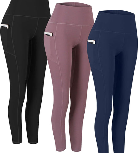 2 Pack High Waist Yoga Pants, Pocket Yoga Pants Tummy Control Workout Running 4 Way Stretch Yoga Leggings