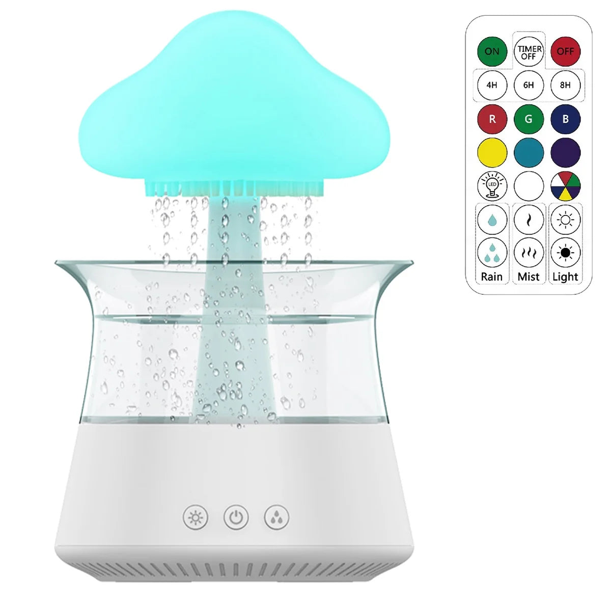 Jetclutch Cloud Rain Humidifier with 7 Colour Lights Timer Portable Raindrop Cloud Humidifier Reusable Aroma Diffuser Humidifier