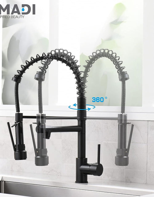 Load image into Gallery viewer, Kitchen Faucet,Kitchen Faucets with Pull down Sprayer  Commercial Style Single Handle Matte Black Kitchen Faucet with Sprayer
