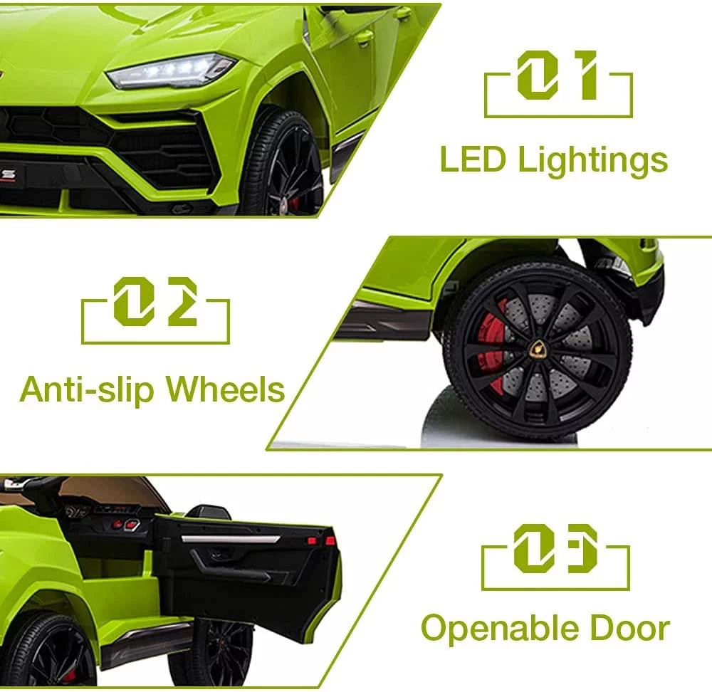 Lamborghini Urus 12V Electric Powered Ride on Car Toys for Girls Boys, Yellow Kids Electric Vehicles Ride on Toys with Remote Control, Foot Pedal, MP3 Player and LED Headlights, CL61