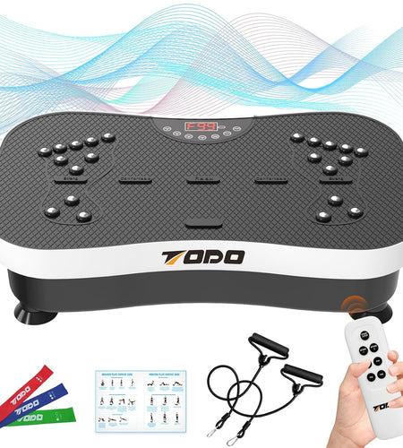 Vibration Plate Exercise Machine Whole Body Vibration Machine with Remote Control for Pain Relief, Lymphatic Drainage, Weight Loss(3 Resistance Loops/Resistance Bands)
