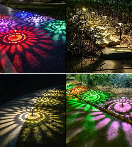 Solar Pathway Lights 6 Pack, Waterproof Solar Outdoor Lights, LED Landscape Lighting for Walkway Yard Garden Lawn Patio (Multicolor & Cool White)