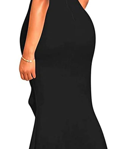 Womens Off-Shoulder Long Maxi Formal Party Dress Strapless Casual Side Split Teen Dresses Black