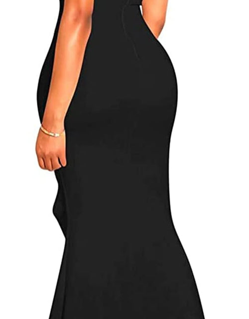 Load image into Gallery viewer, Womens Off-Shoulder Long Maxi Formal Party Dress Strapless Casual Side Split Teen Dresses Black
