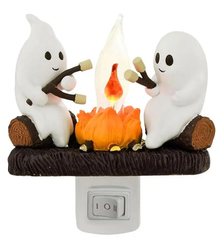 New Fashionable Ghost Campfire Nightlight Ghost Campfire Flickering Plug in Night Light Halloween Ghost Pumpkin Night Light
